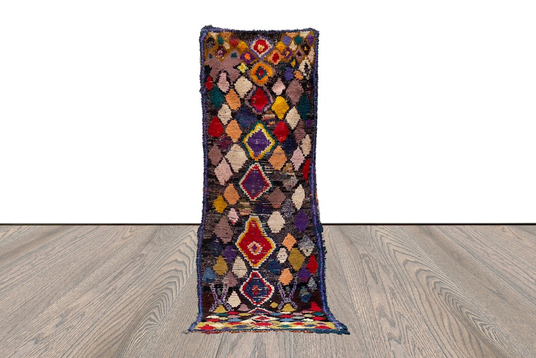 3x9 Moroccan Vintage Narrow Runner Rugs, Berber Dimond Colorful Runner ...