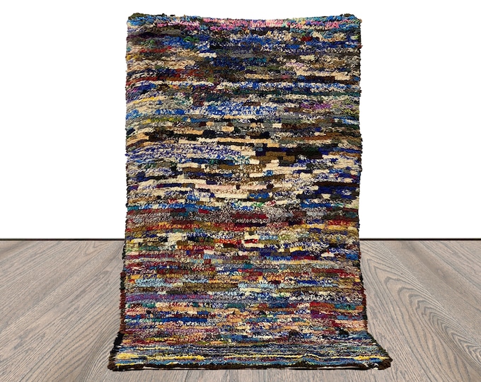 3x6 Woven Tribal Moroccan Rugs, Small colorful Vintage Runner Rug.