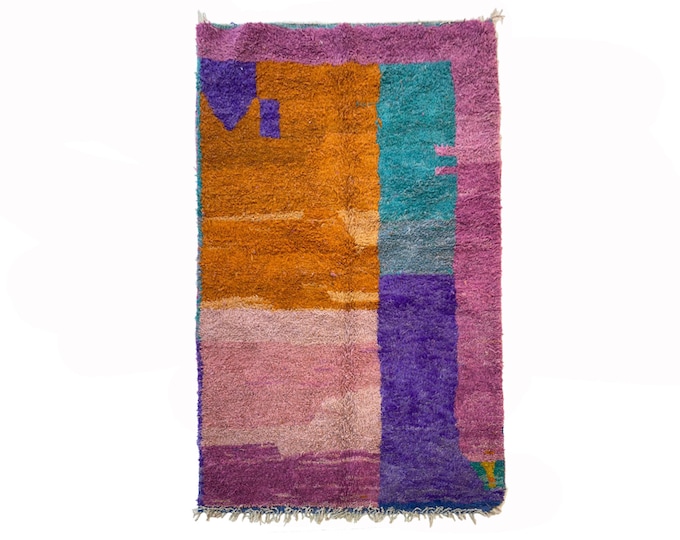 Colorful Moroccan Berber Rug, Unique Custom Bohemian Area Rug!