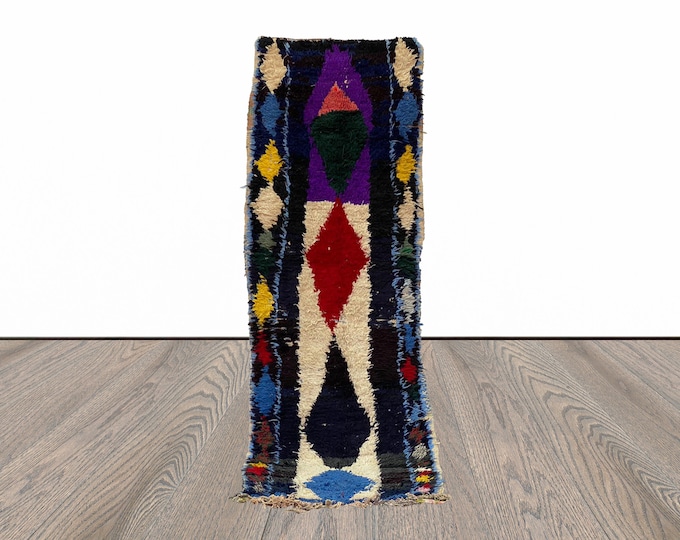 2x8 Feet Berber Moroccan Colorful Vintage Runner Rug.
