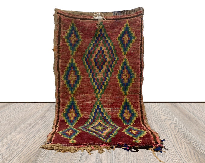 3 x 6 ft, tribal berber narrow small runner rug, moroccan vintage rug.