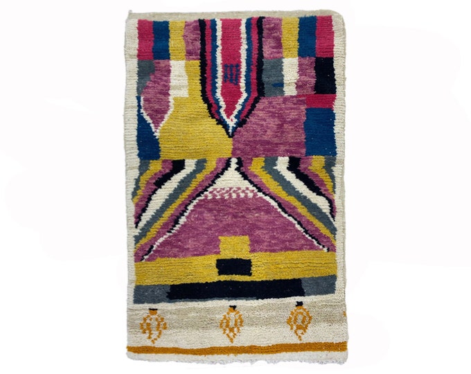 Custom Moroccan Berber Area Rug, Handmade and Colorful Wool Rug.