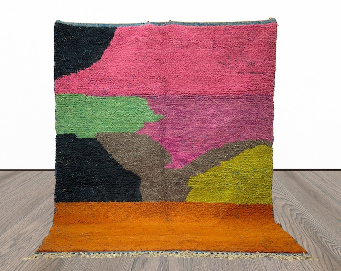 Colorful Moroccan Kitchen Decor Rug, Unique Wool Berber Area Carpet!