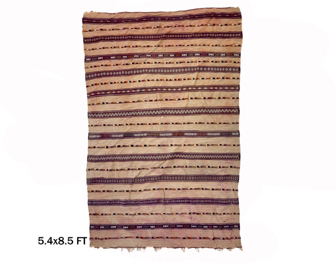 5x9 Unique Vintage Flatweave Moroccan Area Rugs: Traditional Berber Design Rug!