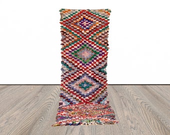 2x7 ft  Boucherouite small Moroccan runner rug!
