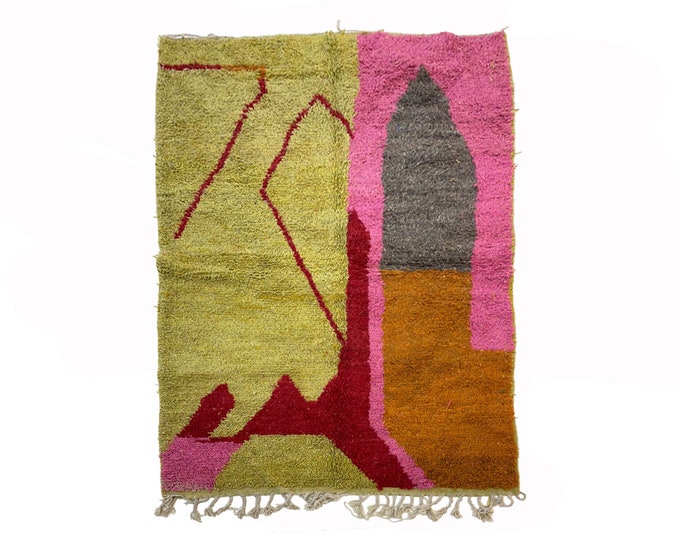 Hand-Knotted Moroccan Berber Rug, Custom colorful Area Rug!