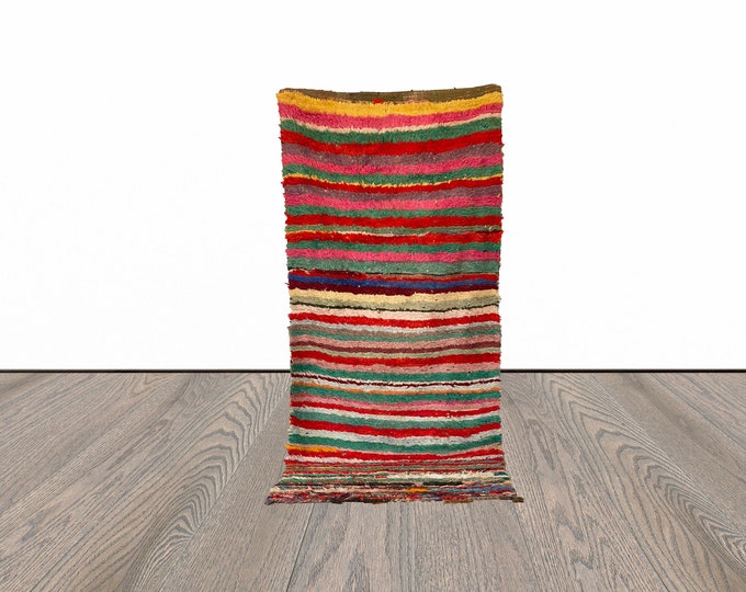 Moroccan Berber striped rug 3x8 ft!