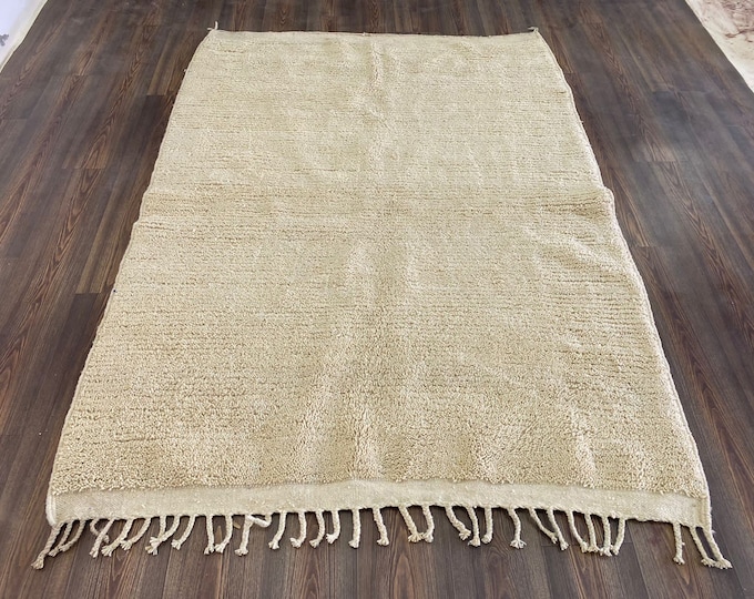 Custom Beige rug: Moroccan Berber Solid Wool rug - Home gift - Handmade area rugs for Livingroom!