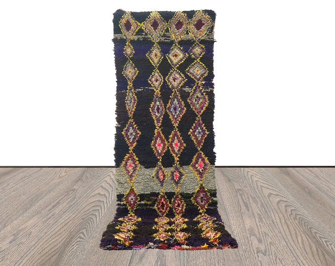 3x10 vintage Berber Moroccan hallway runner Rug.