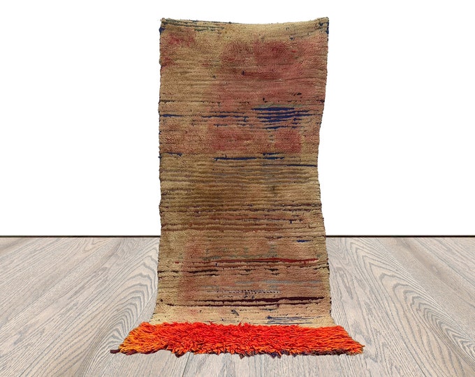 3 x 6 ft, tribal berber narrow small runner rug, moroccan vintage rug.