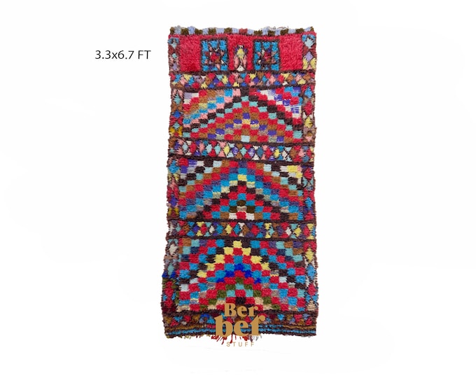 Moroccan woven vintage runner rug 3x7 ft!
