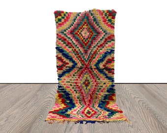Checkered Berber chevron large Rugs, 4 x 9 Moroccan woven vintage Rug.