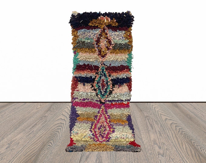 3x5 Colorful Boucherouite Berber Rug Runner.