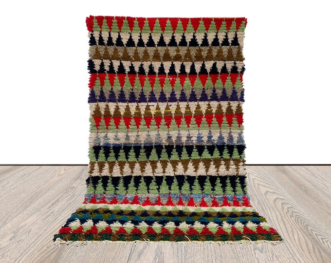 small runner rug, berber morocco woolen rug, 3x6 ft.