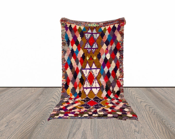 Colorful Moroccan vintage rug 3x6 ft!
