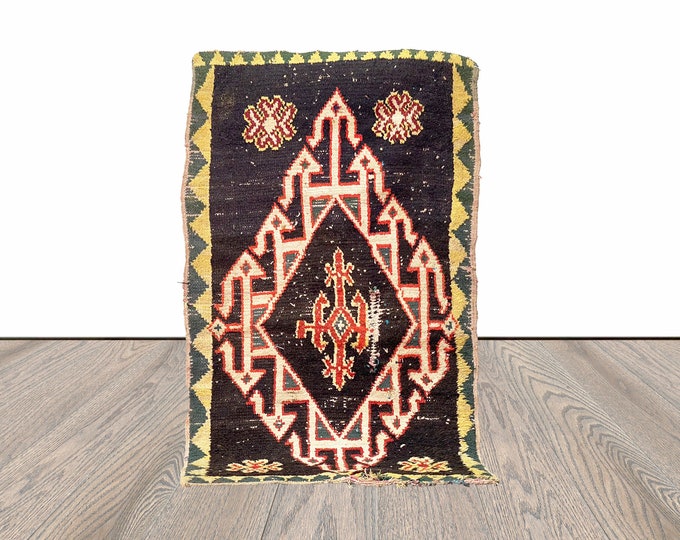 5x3 Feet Colorful Vintage Moroccan Tribal Rug.