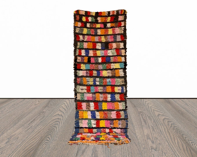 3x8 ft Moroccan Boucherouite runner rug!