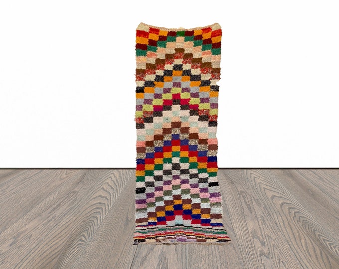 Moroccan Boucherouite runner rug 3x9 ft!