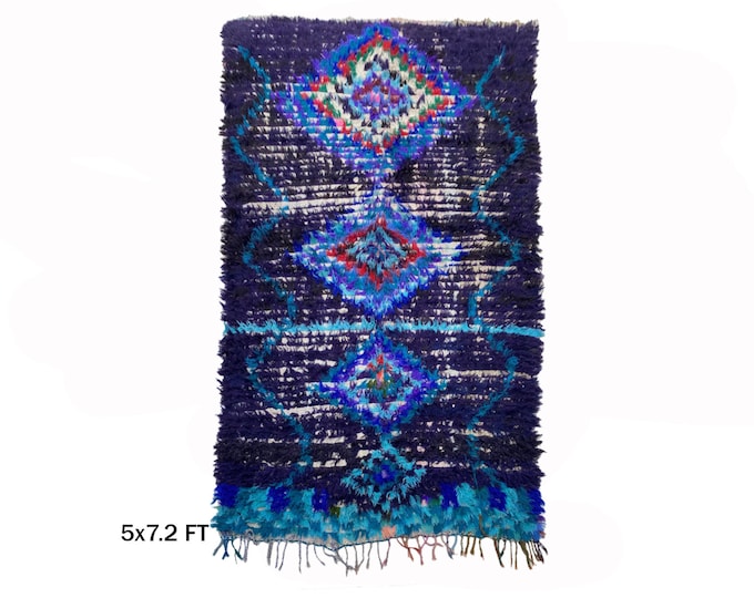 5x7 Authentic Moroccan Vintage Runner Rug: Woven Berber Design!