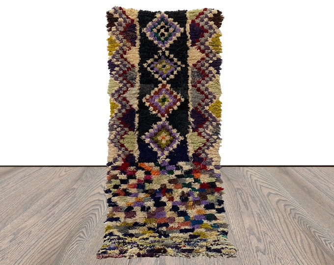 Moroccan Berber small Rug. 2x6 Small narrow runner vintage colorful Rugs.