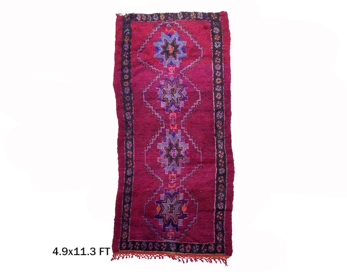 5x11 Exquisite Vintage Moroccan Berber Rug: Boho Wool Rug!