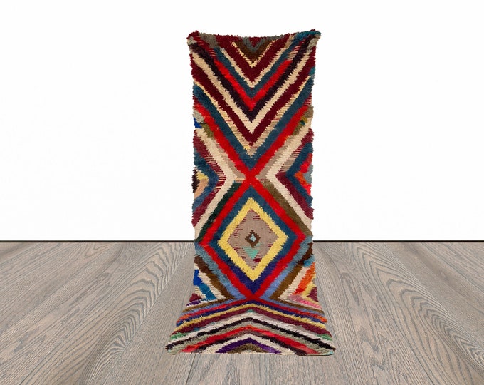 Moroccan vintage colorful runner rug 3x10 ft!