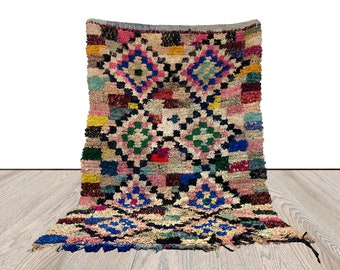 4x6 ft boucherouite moroccan vintage colorful area rug.