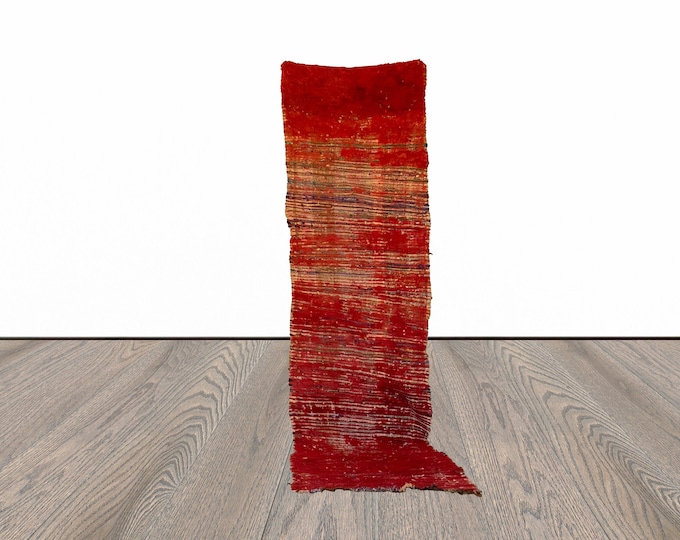 Moroccan red narrow runner rug 3x11 ft!