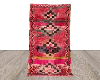 Berber - hand woven vintage faded red area Rugs, 4x7  FT - Moroccan worn Rugs.