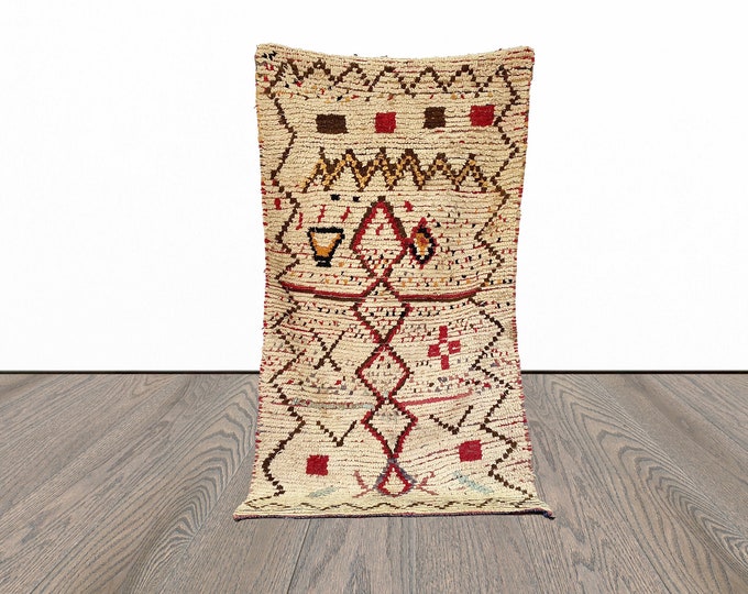 Moroccan small colorful 3x6 rug.