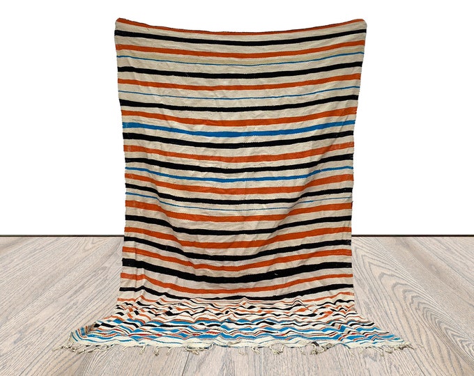 4 x 8 feet, Kilim striped Vintage Rug, morocco berber area rug.