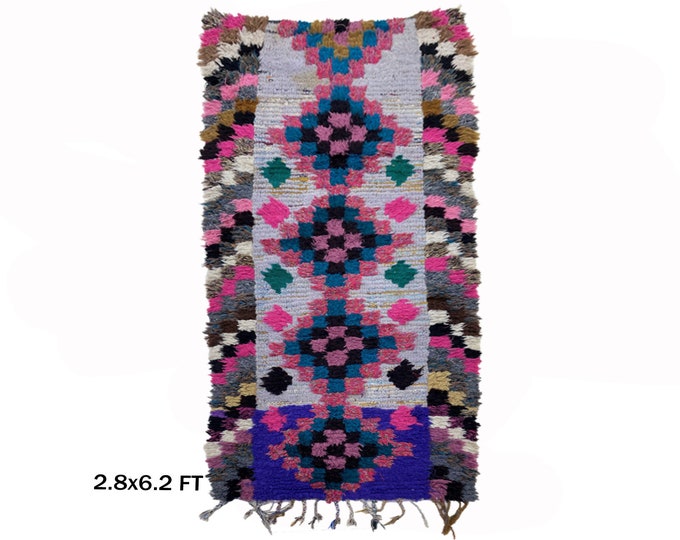 Small colorful Moroccan 3x9 rug runner.