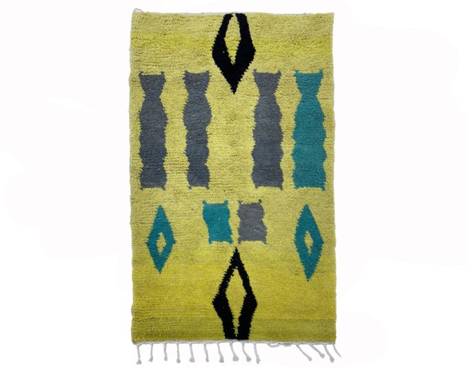 Handmade Berber Wool Rug, Custom Size Moroccan Colorful Area Rug.