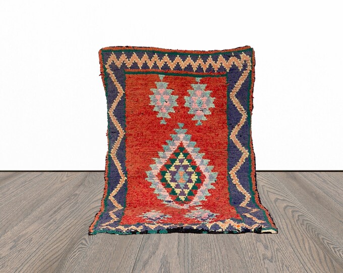 3x5 ft Moroccan small cotton area rug!