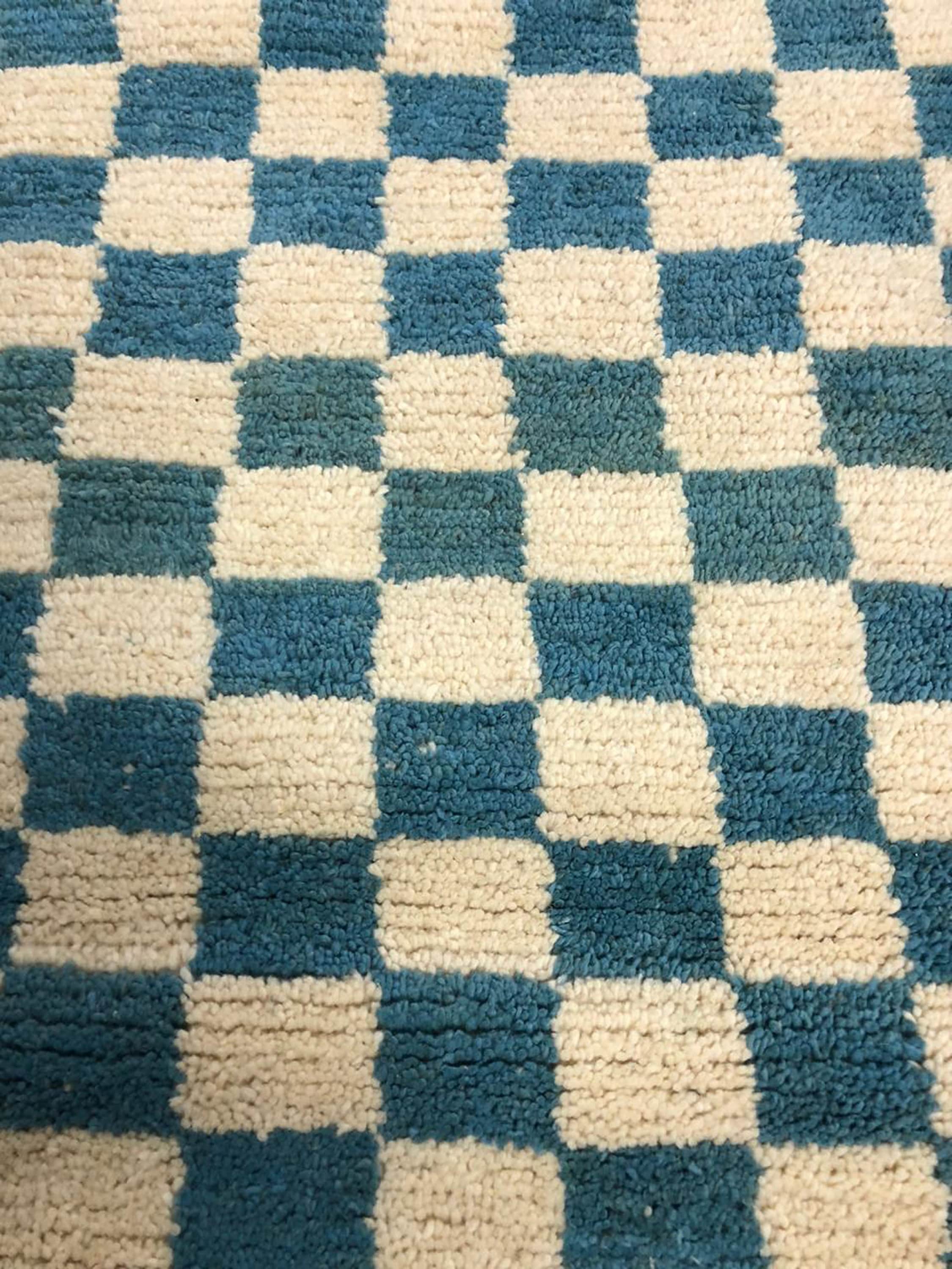 Light Blue Moroccan Checkered rug!