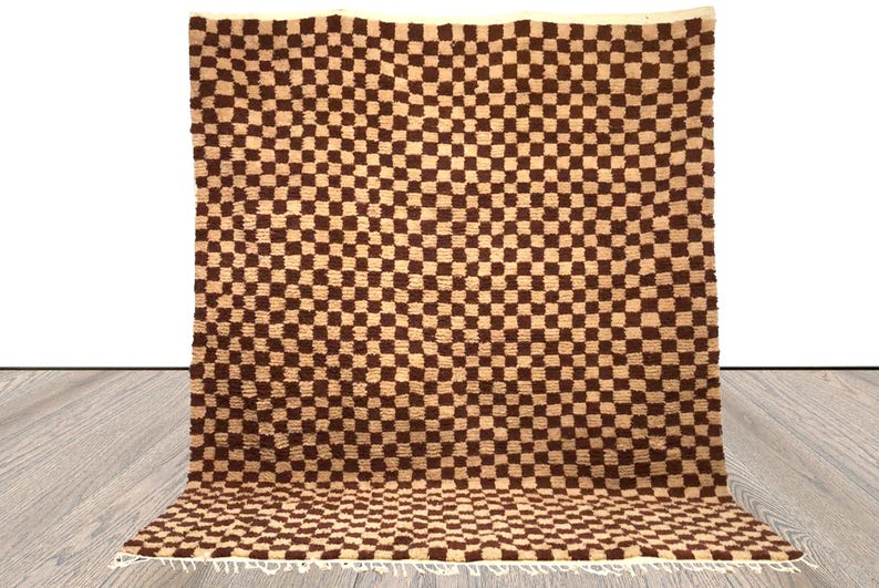 Moroccan Brown and cream checkmate rug