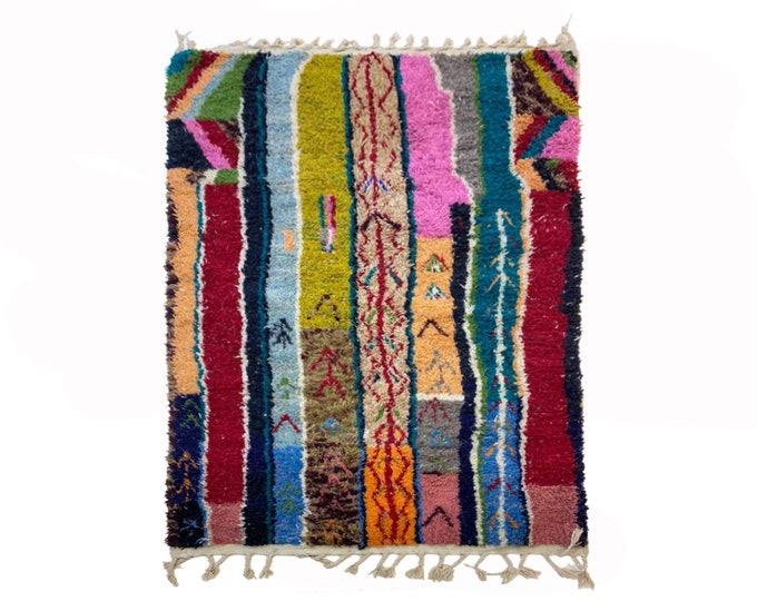Custom Hand-Knotted Berber Moroccan Rug, Unique colorful wool Area Rug!