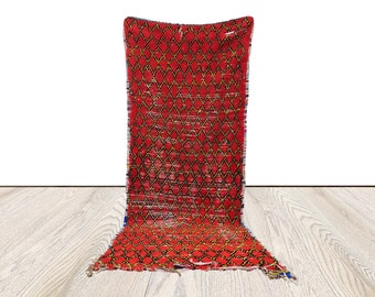 3x8 ft Moroccan Vintage Wool Rug, Berber runner Rug.