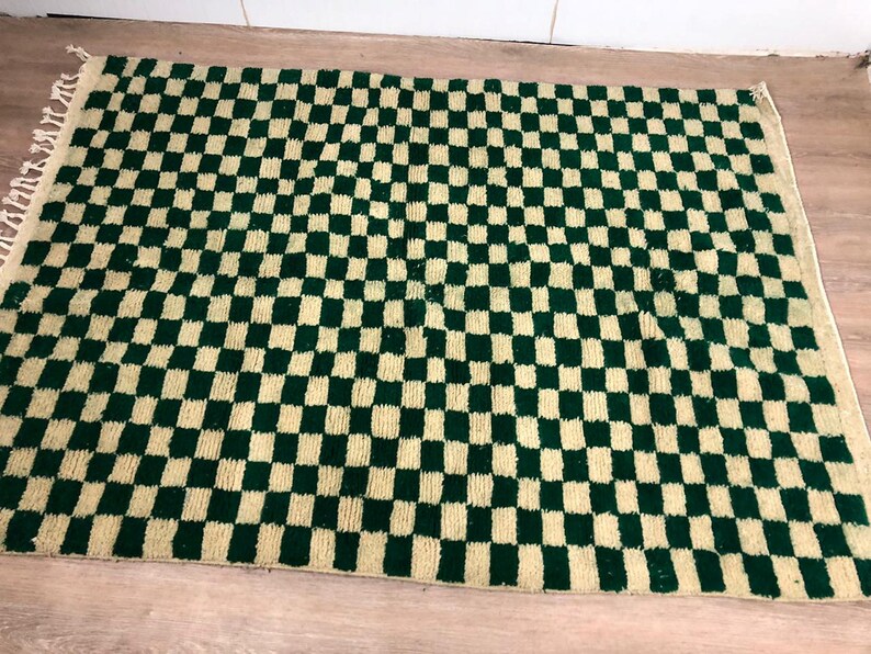 Green Checkered rug Berber area rug Checker rug 8x10 rug Etsy