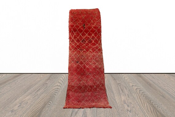 3 x 7 フィートのウールの手織りモロッコ製ラグ ランナー。 - Etsy 日本