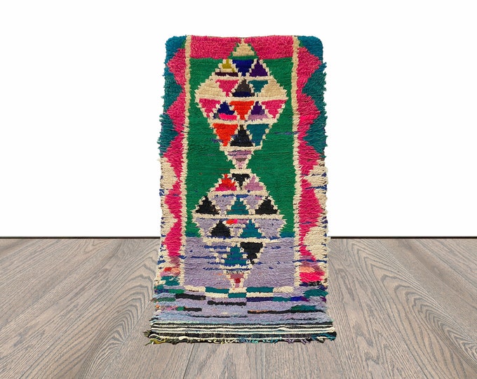 5x2 Colorful Moroccan Tribal Vintage Runner Rug.