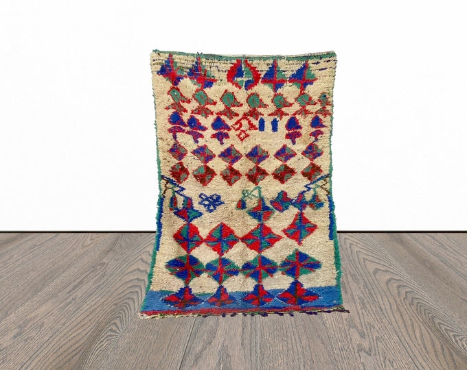 Vintage colorful berber 4x7 rug.