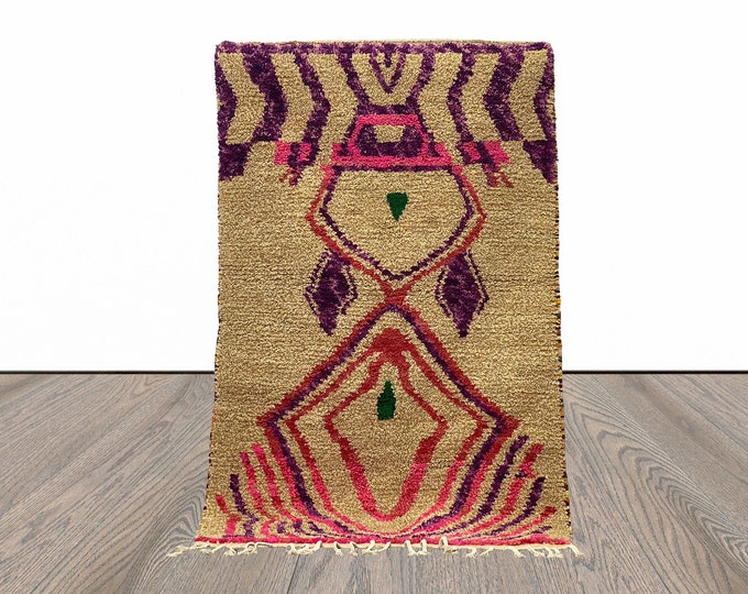 4x6 Feet Moroccan Colorful Abstract Tribal Area Rug.