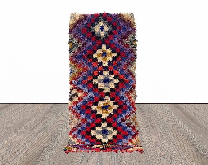 3x6 Checkered Berber Moroccan Vintage Rug.