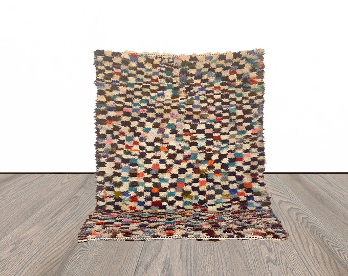 Vintage colorful Moroccan Berber rug 4x6 ft!