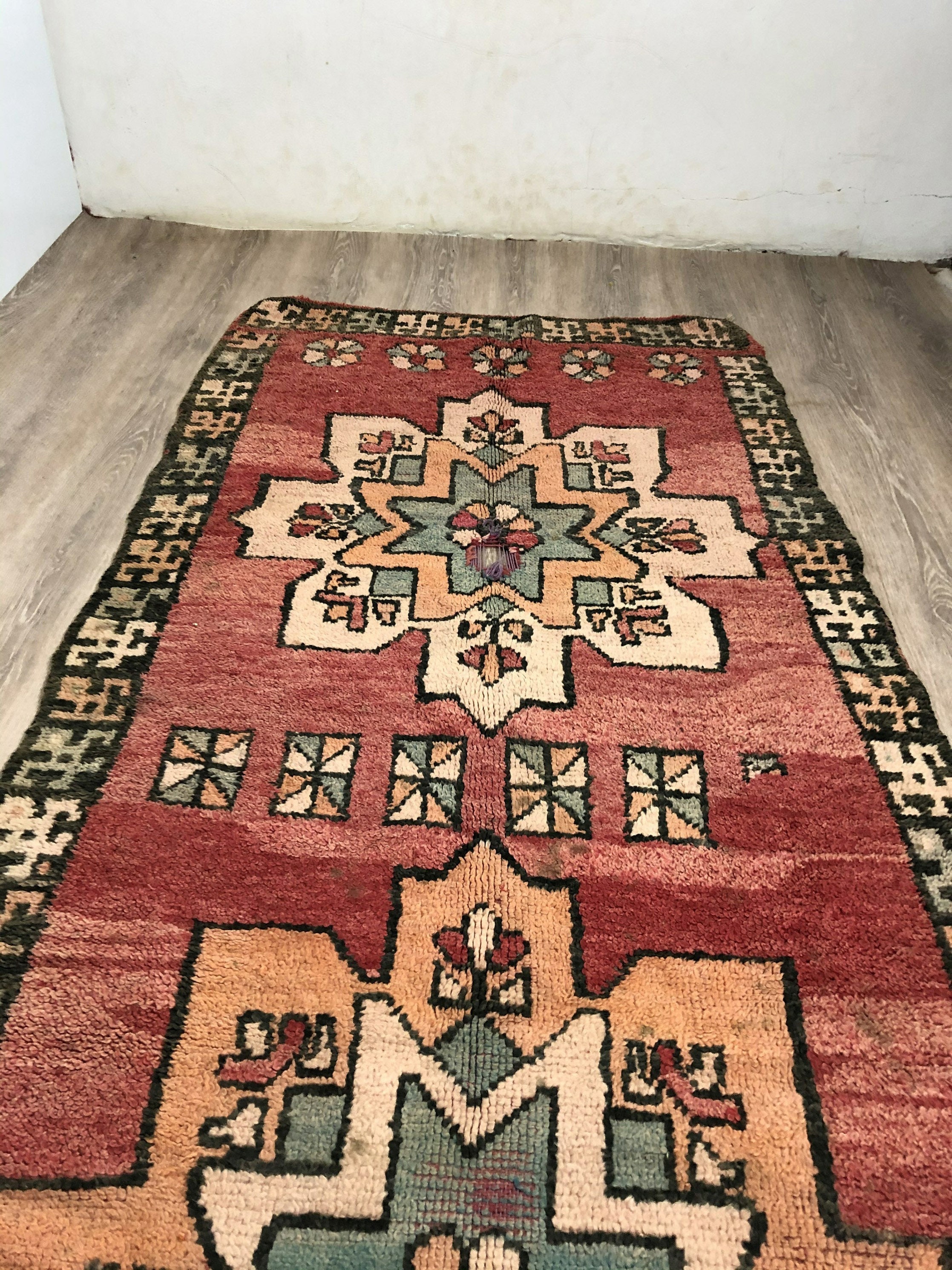 vintage Morrocan Berber area rug 4x8, tribal BERBER woven carpet