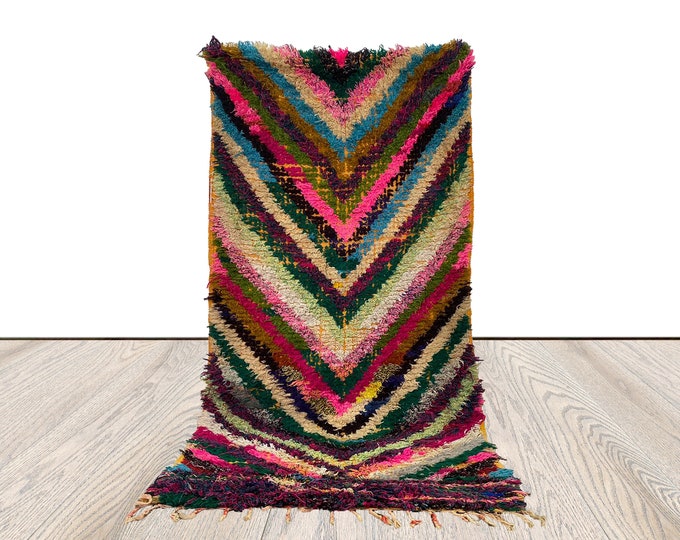 Vintage Berber Striped runner rug, Moroccan tribal colorful narrow Stair Rug, 3 x 6 feet