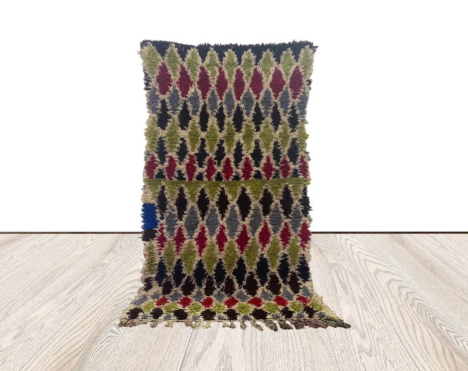 3x9 Yarns narrow runner Rug, Berber Yarns runner, vintage woven runner Rug.