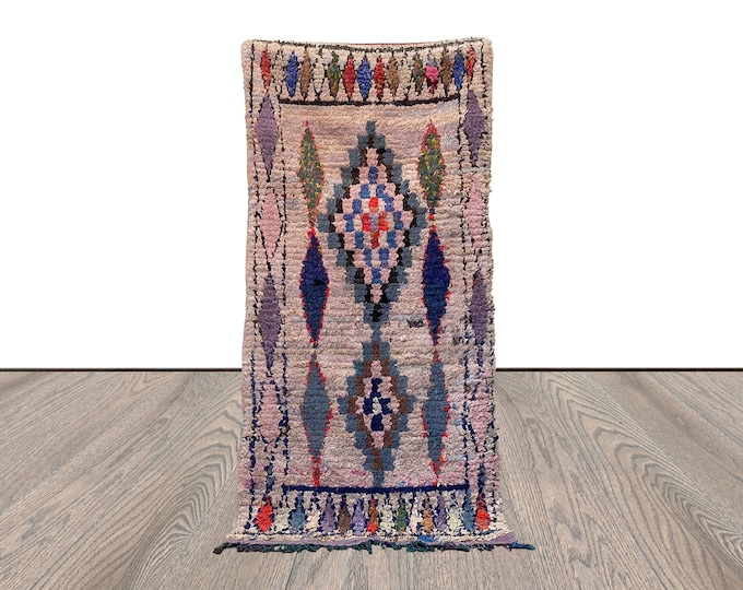 3x6 runner Boucherouite Rugs, Moroccan Berber runners shag Rug.