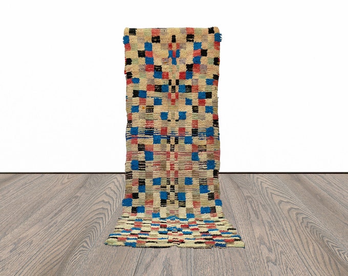 10x3 Feet Colorful checkered Vintage Runner Rug.